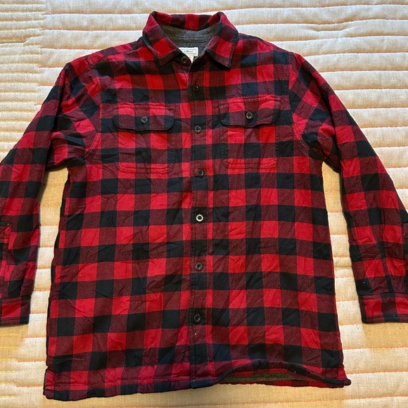 LLBean Lined Red and Black Plaid Shacket Kids M10-12 - Picture 5 of 5